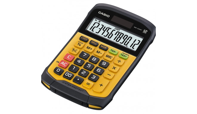 Lauakalkulaator Casio WM-320MT, väike, kollane, niiskuse- ja tolmukindel IP54, 12 kohaline, tax, Cas