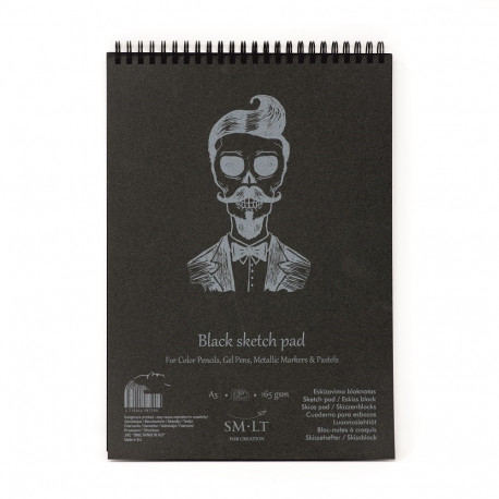 Joonistusplokk A5 must paber165gsm, 20 lehte,spiraalköide,SMLT