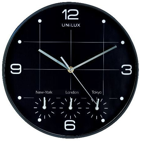 Seinakell UNILUX OnTime, 4 erinevat ajatsooni; must; D-30,5cm/koos patareiga