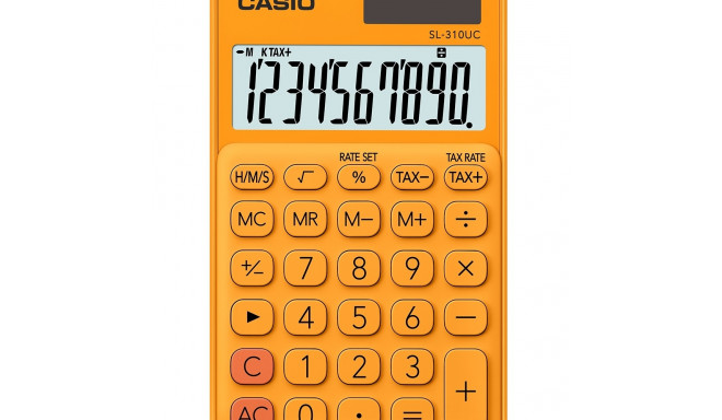 Taskukalkulaator Casio SL-310UC Orange/oranž - 10 kohaline, tava- ja päikesepatarei, 50gr, 8x70x118m