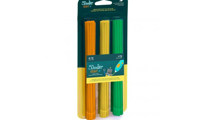 Täiteplastik 3D-pliiatsile Start+, 75tk/pk (oranž, kollane, roheline)