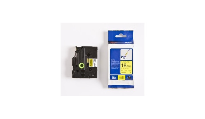 Kleepkirjalint Brother TZE-FX641 kollane flexi ID, must tekst, laius 18mm