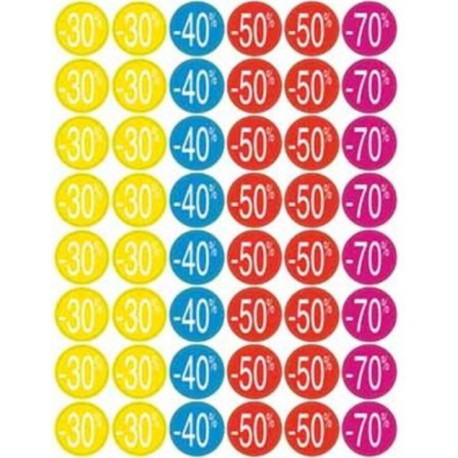 Hinnaalanduse etikett Apli ( -20/-50% ) D=.24mm ,värviline, 5lehte /pk(240tk)