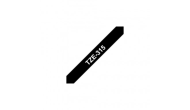 Kleepkirjalint Brother TZE-315 must, valge tekst, laius 6mm