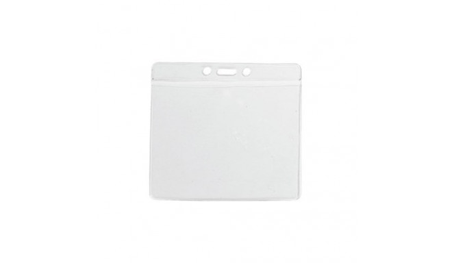 Kaardihoidja PVC -tasku 90x110mm (120x115välismõõt), läbipaistev, horisontaalne, riputusaasaga