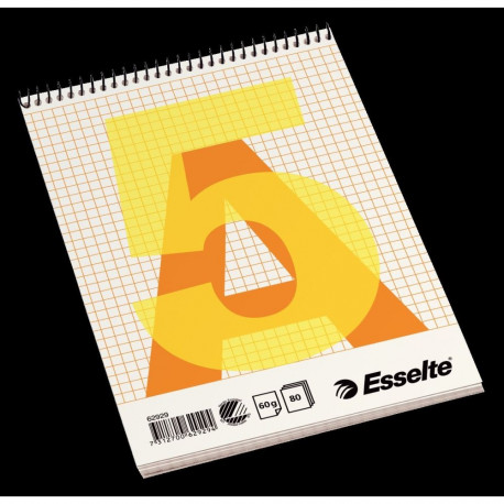 Märkmeplokk spiraalköites Esselte A5/80 l, ruuduline, 3Re