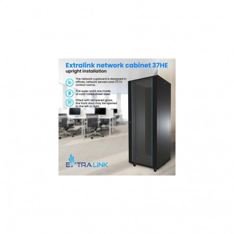 Extralink Rackmount cabinet 37U 600x1000 Black standing
