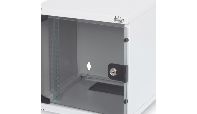 "DIGITUS Wandschrank Compact 6HE 254mm 10"" Glastür grau"