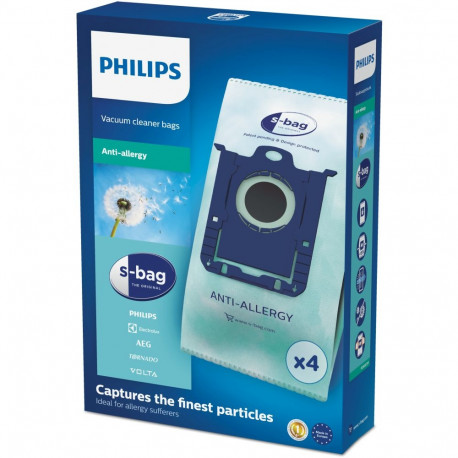 Philips s-bag Vacuum cleaner bags FC8022/04 4 x dust bags One standard fits all Anti-allergy filtrat