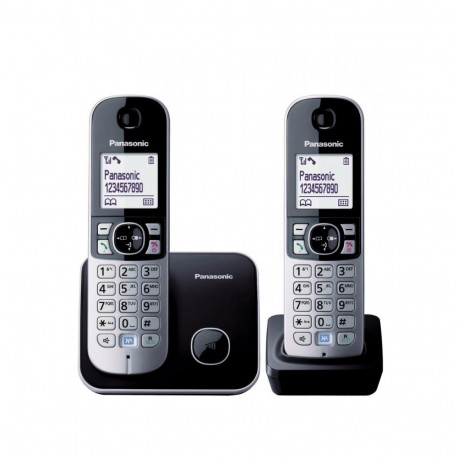 Panasonic KX-TG6812 Digital Cordless Phone (Twin Handset) - Black