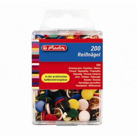 Herlitz rõhknaelad, 200 tk, värvilised