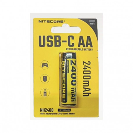 Nitecore NH2400 2400mAh USB-C Rechargeable AA Battery 1pcs