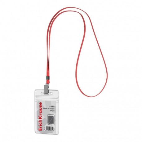 Kaardihoidja ERICH KRAUSE 62x91mm vertikaalne kaelapaelaga punane