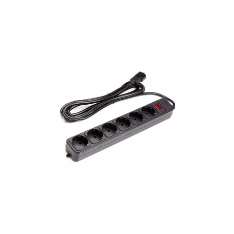 UPS-Rated Extension Cord 3m, 6 sockets, with switch black