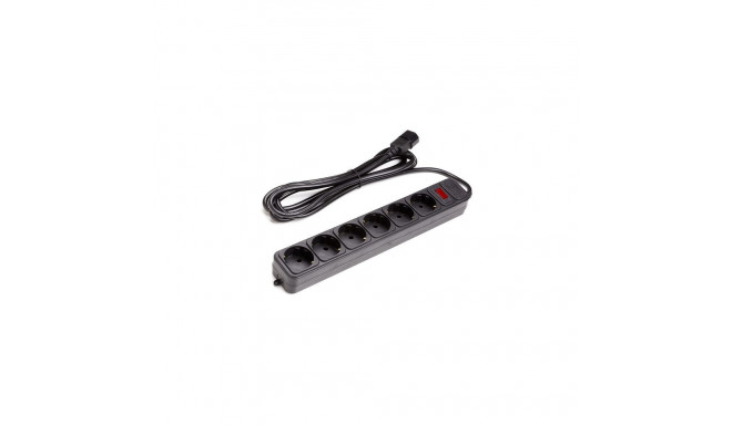 UPS-Rated Extension Cord 3m, 6 sockets, with switch black