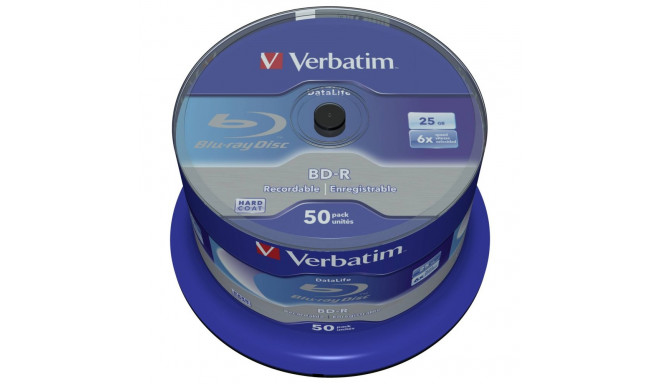 1x50 Verbatim BD-R Blu-Ray 25GB 6x Speed Datalife No-ID Cakebox
