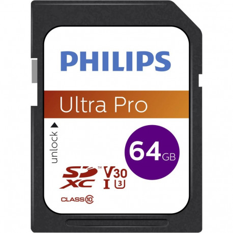 Philips SDXC kaart 64GB Class 10 UHS-I U3 V30 A1