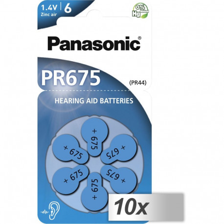 10x1 Panasonic PR 675 kuuldeaparaadi patareid tsink-õhk 6 tk