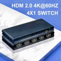 PremiumCord 4K@60Hz HDMI switch 4:1 plastic with remote control