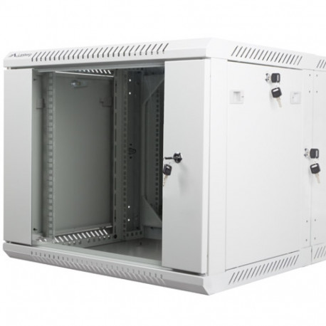 RACK CABINET 19" DOUBLE-SECTION WALL-MOUNT 9U/600X600 (FLAT PACK) GREY LANBERG