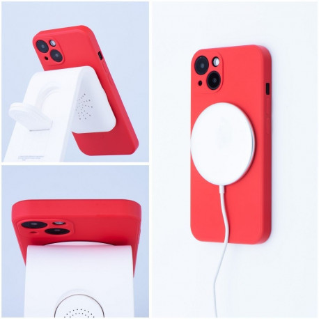 Case for iPhone 17 PRO Silicone Mag Cover compatible with MagSafe (big hole) red