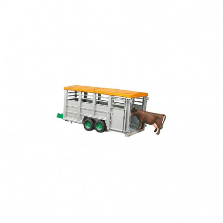 bruder cattle transport trailer with cow