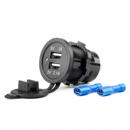 Niiskuskindel kiirlaadija 2x USB, 12-24V