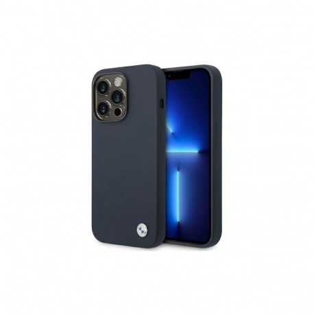 Case BMW BMHMP14XSILNA iPhone 14 Pro Max 6.7" navy blue/navy Silicone Metal Logo MagSafe
