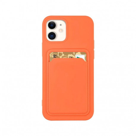 Card Case Silicone Wallet Wallet with Card Slot Documents for iPhone 12 Pro Max Orange