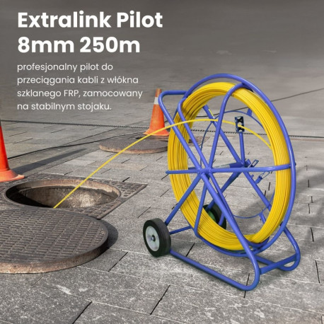 Extralink Pilot 8mm 250m kaabli tõmbamise piloot, klaaskiud FRP, läbimõõt 8mm, pikkus 250m, kollane 