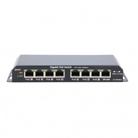 Extralink PoE switch KRATOS 7x gigabit PoE, 1x uplink RJ45, toiteplokk 24V 2.5A, 60W