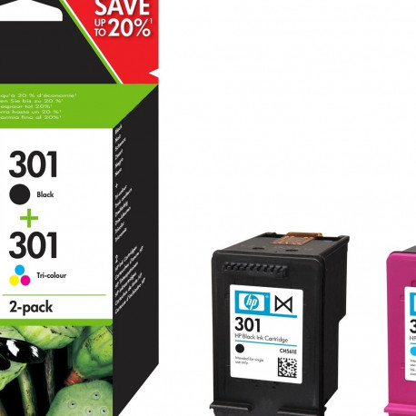 HP 301 2-pack must/kolmevärviline originaal tindikassetid