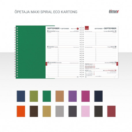 Õpetaja päevaraamat Maxi Spiral Eco Kartong 151x210mm, kartongist kaaned ,25/26 õppeaasta