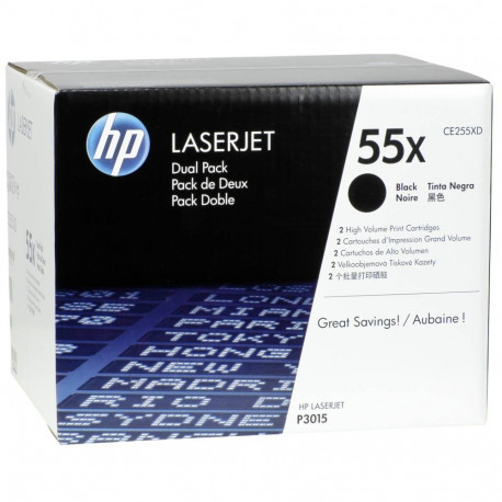 HP 55X (CE255XD) mustade toonerikassettide kaksikpakend