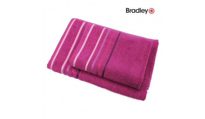 Bradley froteerätik, 50 x 70 cm, triibulise bordüüriga, tumeroosa