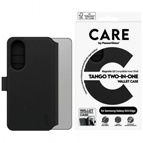 CARE by PanzerGlass Feature Tango 2in1 Wallet Qi Case for Samsung Galaxy S25 Edge - Black