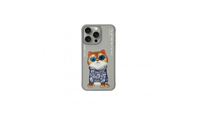Nimmy Glasses Cool Cat Case for iPhone 15 Pro - Gray