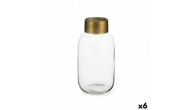 Vase Gift Decor V1224IP-T V1224IP-T Transparent Golden Glass 11,5 x 24 x 11,5 cm (6 Units)