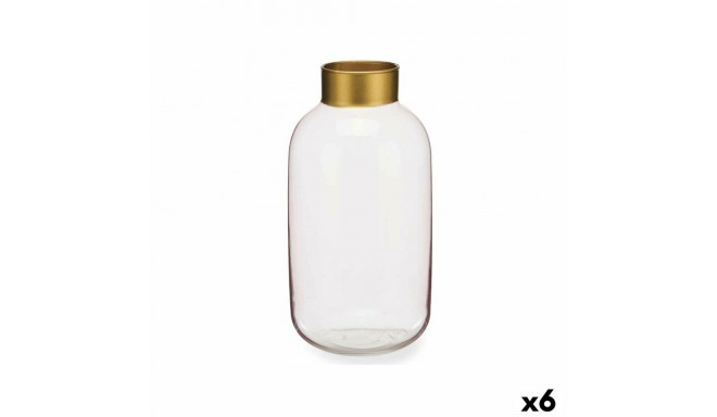 Vase Gift Decor V1530IP-C V1530IP-C Pink Golden Glass 14,5 x 29,5 x 14,5 cm (6 Units)