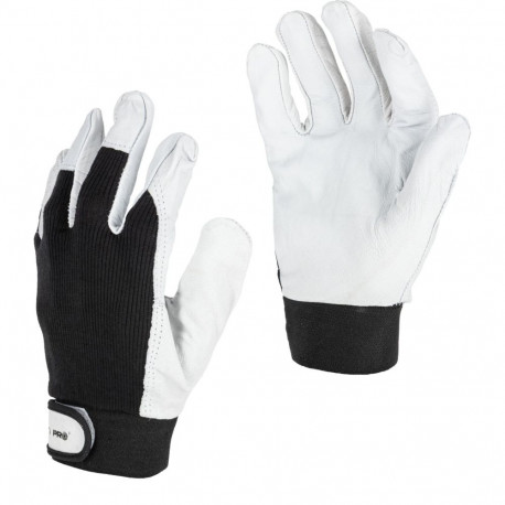 Rękawice ze skóry koz. czarne l273011p, karta, "11",ce,lahti