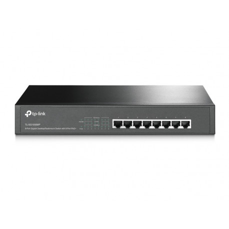 The TP-Link TL-SG1008MP is an 8-port Gigabit Desktop/Rackmount switch with all 8 po