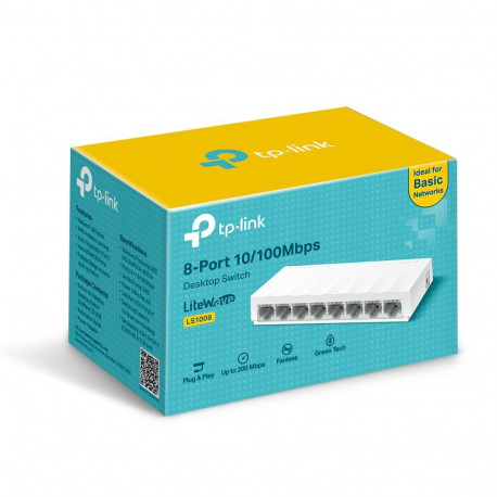 TP-LINK 8-porti 10/100Mbps lauavõrgu lüliti LS1008 haldamata lauamudel väline toiteallikas