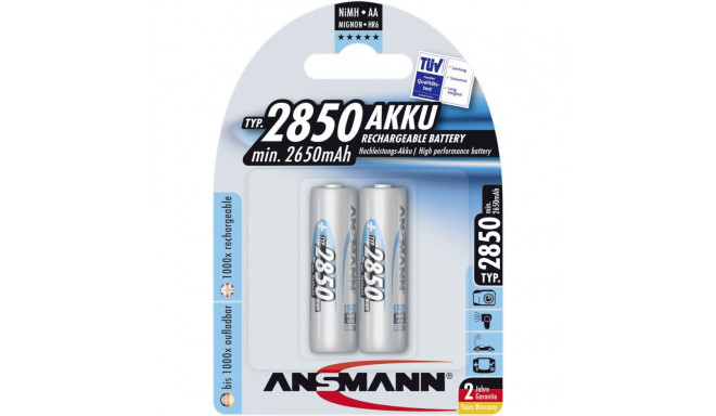 1x2 Ansmann NiMH rech. battery 2850 Mignon AA 2650 mAh