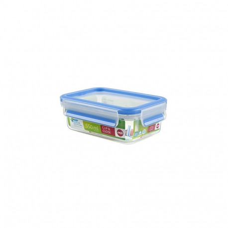 Emsa Clip & Close plastic box (transparent / blue, 0.55 liter, classical format)