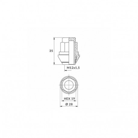 Mutter M12x1,50/35/19 kinnine Ford OE