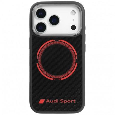 Audi RSQ Carbon Fiber Sport Red Circle MagSafe Case for iPhone 17 Pro - Black