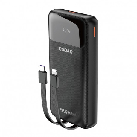 Dudao K15Pro Power Bank 20000mAh 22.5W PD USB-C / USB-A / Built-in Lightning and USB-C Cables - Blac