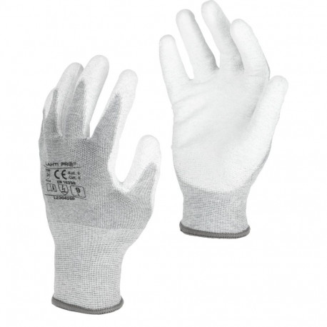 antistaatilised valged PU kindad l230409p, kaart, "9", ce, lahti