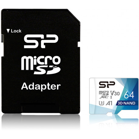 Silicon Power memory card microSDXC 64GB Superior Pro V30 + adapter (opened package)