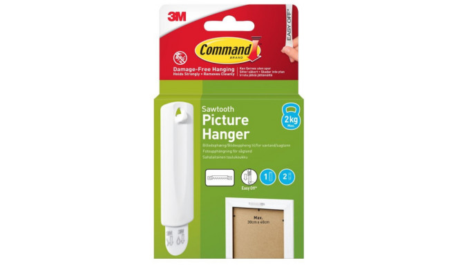 3M picture hanger Command Sawtooth 1 Hook+2 Strips, white
